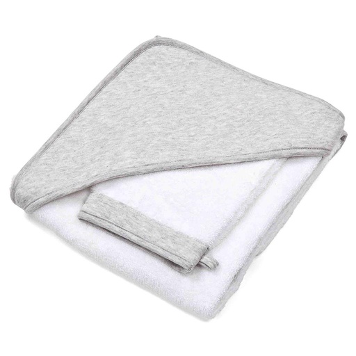 Serviette de bain + flanelle poetree kids chevron light grey melange