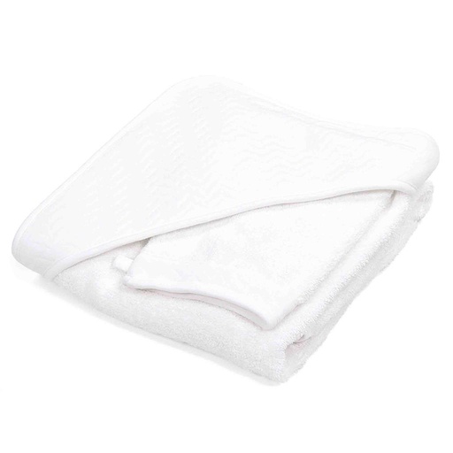 Serviette de bain + pochette en flanelle pour enfants chevron white 
