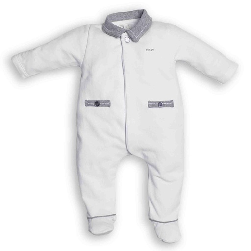 Babysuit teddybear head on back white-grey