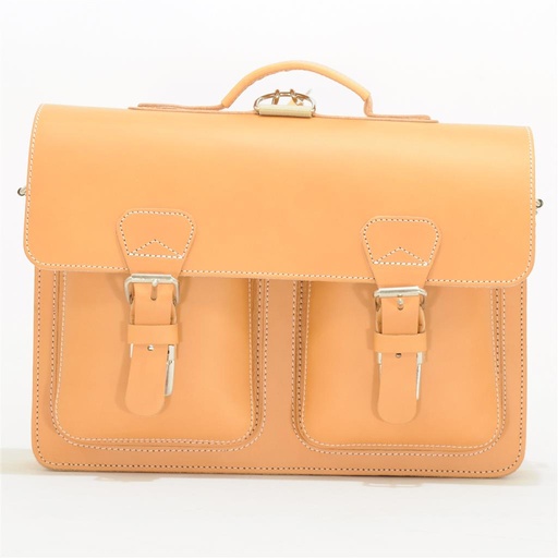 Boekentas leder naturel tan color