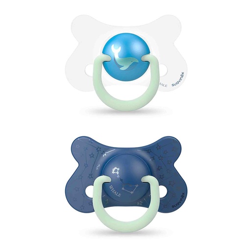 Pacifier basic night&day silic phys 4-18m whale blue