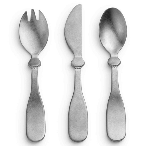 Bébé couverts (couteau-fourchette-cuillère) Elodie antique silver 