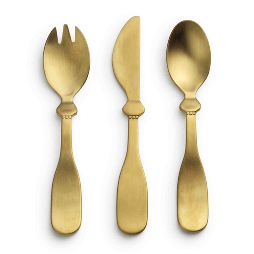 Bébé couverts (couteau-fourchette-cuillère) Elodie gold 