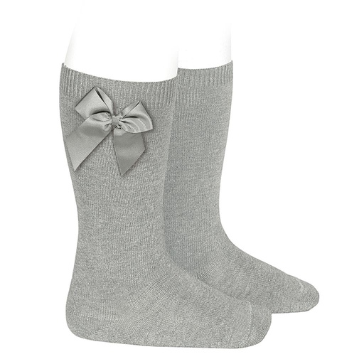 Knee socks with bow aluminium 