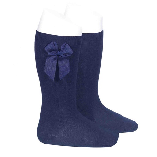 Kniekousen met strik navy blue