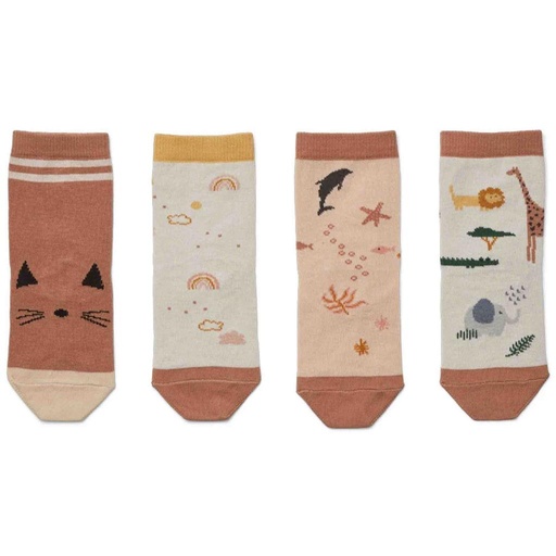 Bas Silas (paquet de 4) safari (rose mix) 