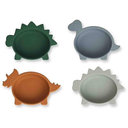 Bowl (silicone, 4-pack) Iggy dino (blue multi mix)