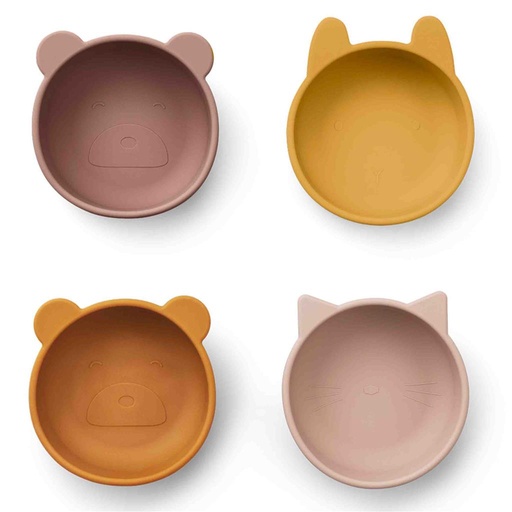 Bowl (silicone, 4-pack) Iggy rose mix 