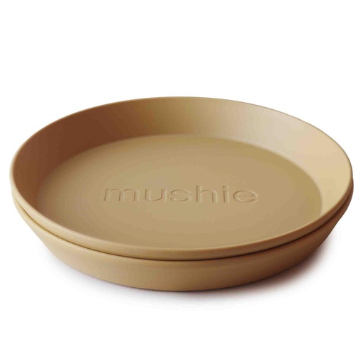 Plate round (2 pieces) mosterd 