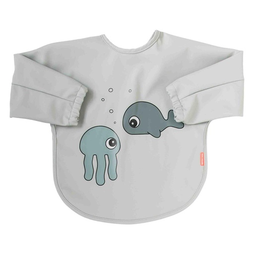 Bib with sleeves sea friends grey