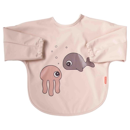 Bib with sleeves sea friends powder 
