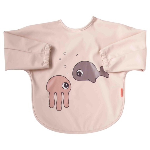 Bib with sleeves sea friends powder