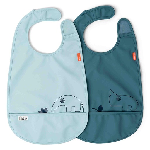 Bavoir (2 pièces, velcro) amis des cerfs blue 