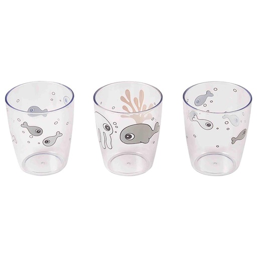 Glass (3 pieces, mini) sea friends mustard