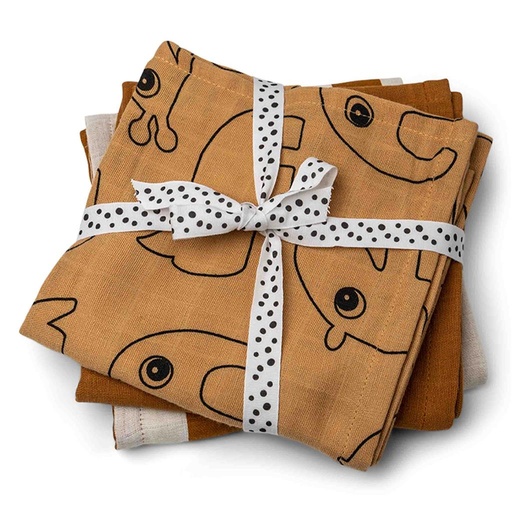 Tetrad cloths (3 pieces) deer friends mustard