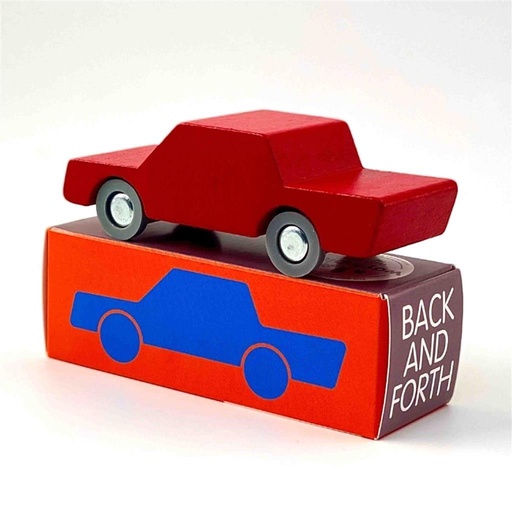 Houten auto (back and forth) red 