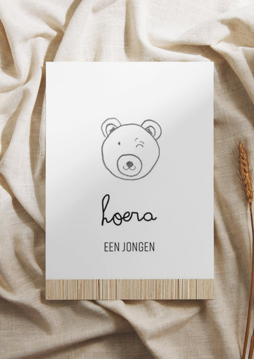 Greeting card black hoera een jongen 