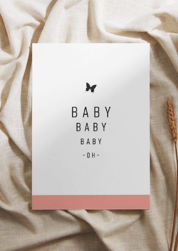 Wenskaart baby baby baby oh (pink) 