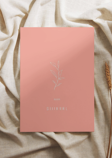 Wenskaart baby giiirrrl (pink) 