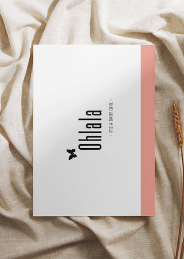 Greeting card ohlala baby girl (pink) 