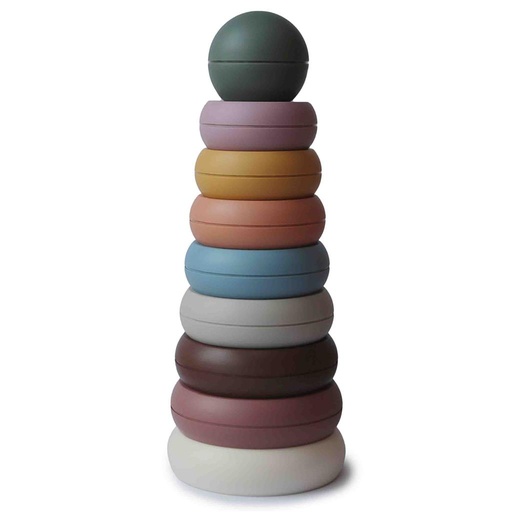 Stacking tower with rings rustic 