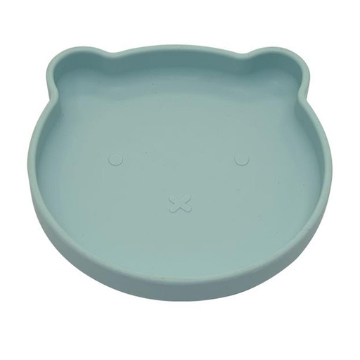 Plate with suction cup (bear) blue