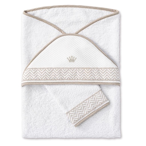 Bath towel Arne ethnic white