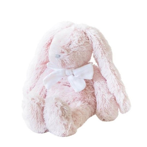 Peluche lapin Flore avec noeud blanc (18cm) rose