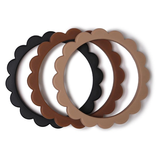 Bijtarmband bloem (3 stuks) black-natural-caramel 