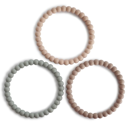 Teething bracelet silicone (3 pieces) cloudy sage-tuscany-desert