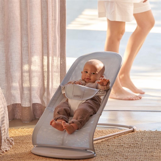 Bouncer balance soft (grey frame, mesh) zilver-wit 