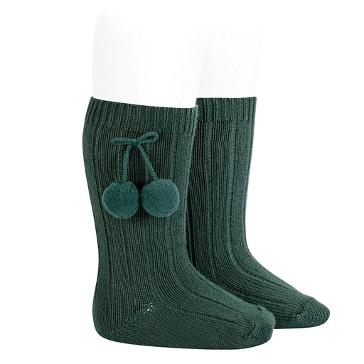 Knee socks with pompon pine