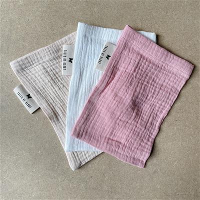 Tétra flanelles nature (3 pièces) ecru-sand-oldrose 