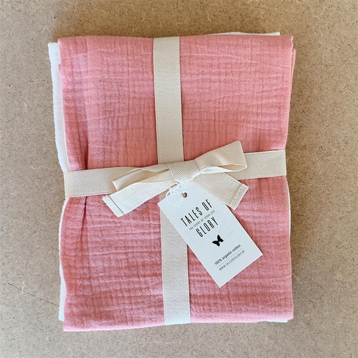 Tetradowel nature (ensemble de 2) ecru-oldrose 67X67CM