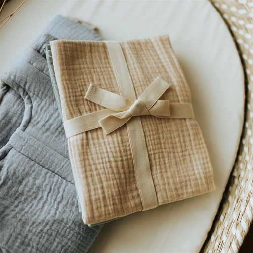 Tetradoek nature (set van 2) soft cream, dusty blue 67X67CM