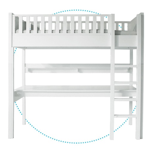 Couchette haute XL Escalier droit nordique