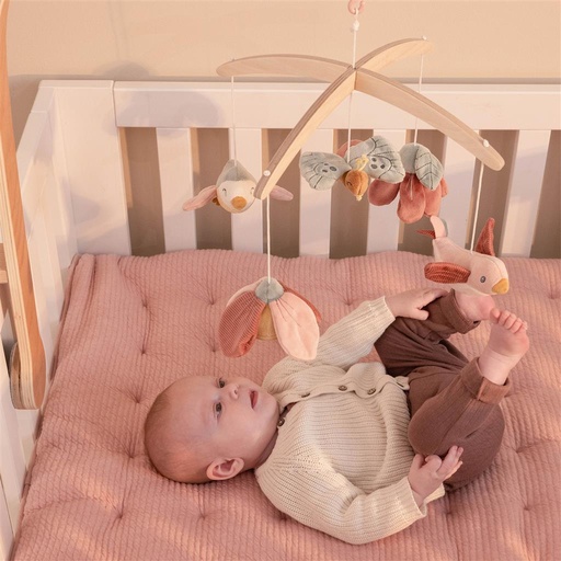 *Houten muziekmobiel flowers&butterfly Little Dutc fel roze 