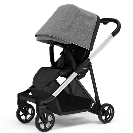 Kinderwagen shine grey melange on black 