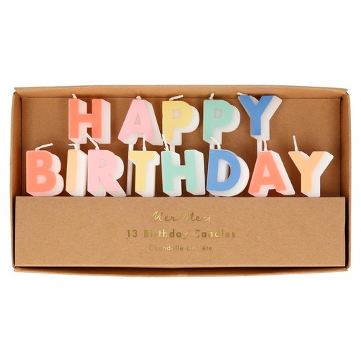 Kaarsen (16 stuks) block multi colour happy birthday 