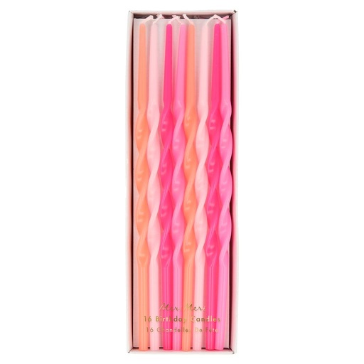 Kaarsen (16 stuks) block multi colour pink 