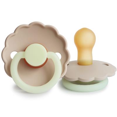 Fopspeen latex daisy night (0-6m, 2 stuks) croissant - cream 