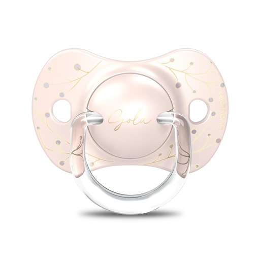 Fopspeen 0-6m (sil,rever) gold pink