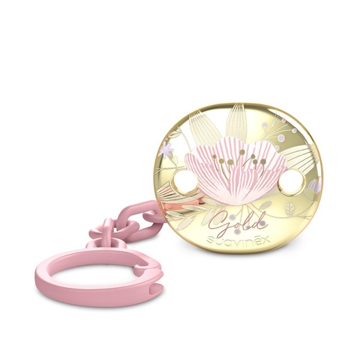 Fopspeenketting gold pink 
