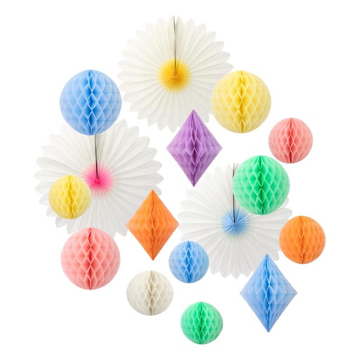 Décoration suspendue Nid d'abeilles pastel (16 pièces) Meri Mer  