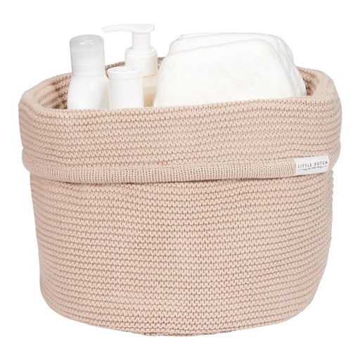 Panier à doudou tricoté rond Beige  