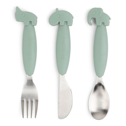 Cutlery set easy-grip green