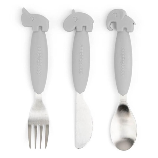 Cutlery set easy-grip gray