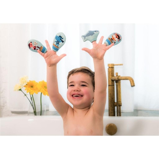 Bath finger puppets pirates lichtblauw 