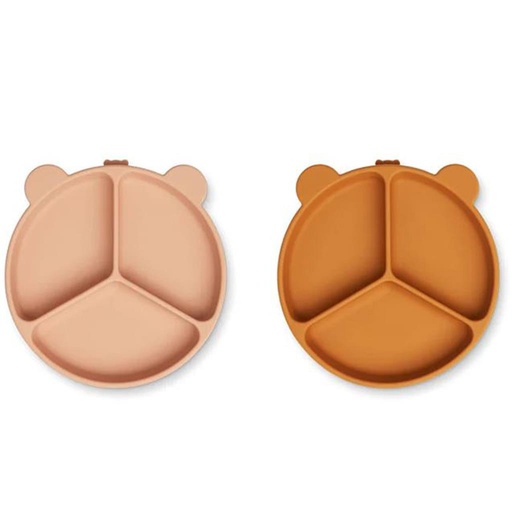 Assiette 3 compartiments (paquet de 2) Stacy mustard - tuscany rose mix 