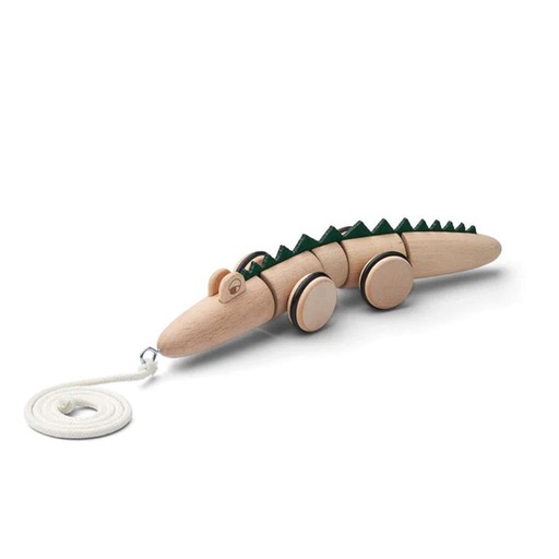 *Tirer le crocodile Sidsel en jouet natural wood - hunter green mix 